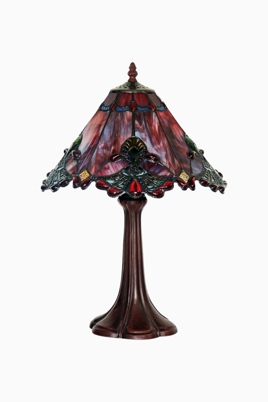 Baroque Tiffany Stil Vitray Cam, El İşçiliği Masa Lambası 48 cm Kırmızı