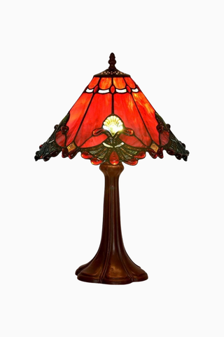 Baroque Tiffany Stil Vitray Cam, El İşçiliği Masa Lambası 48 cm Kırmızı