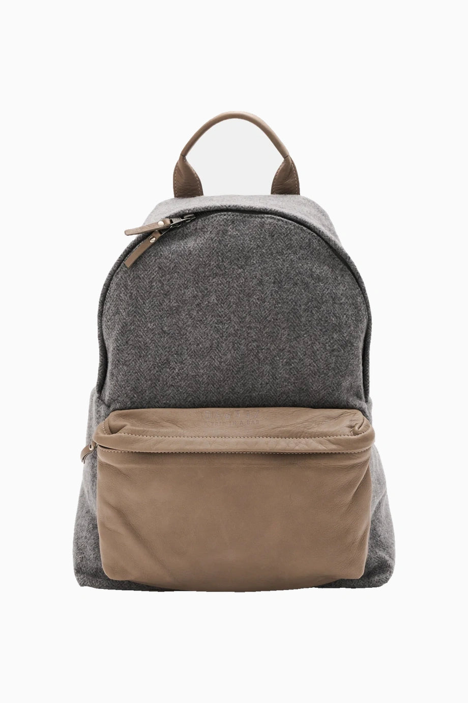 Herringbone Gri Vizon Deri Unisex Sırt Çantası
