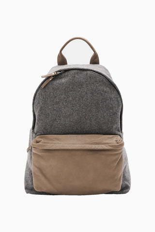 Herringbone Gri Vizon Deri Unisex Sırt Çantası