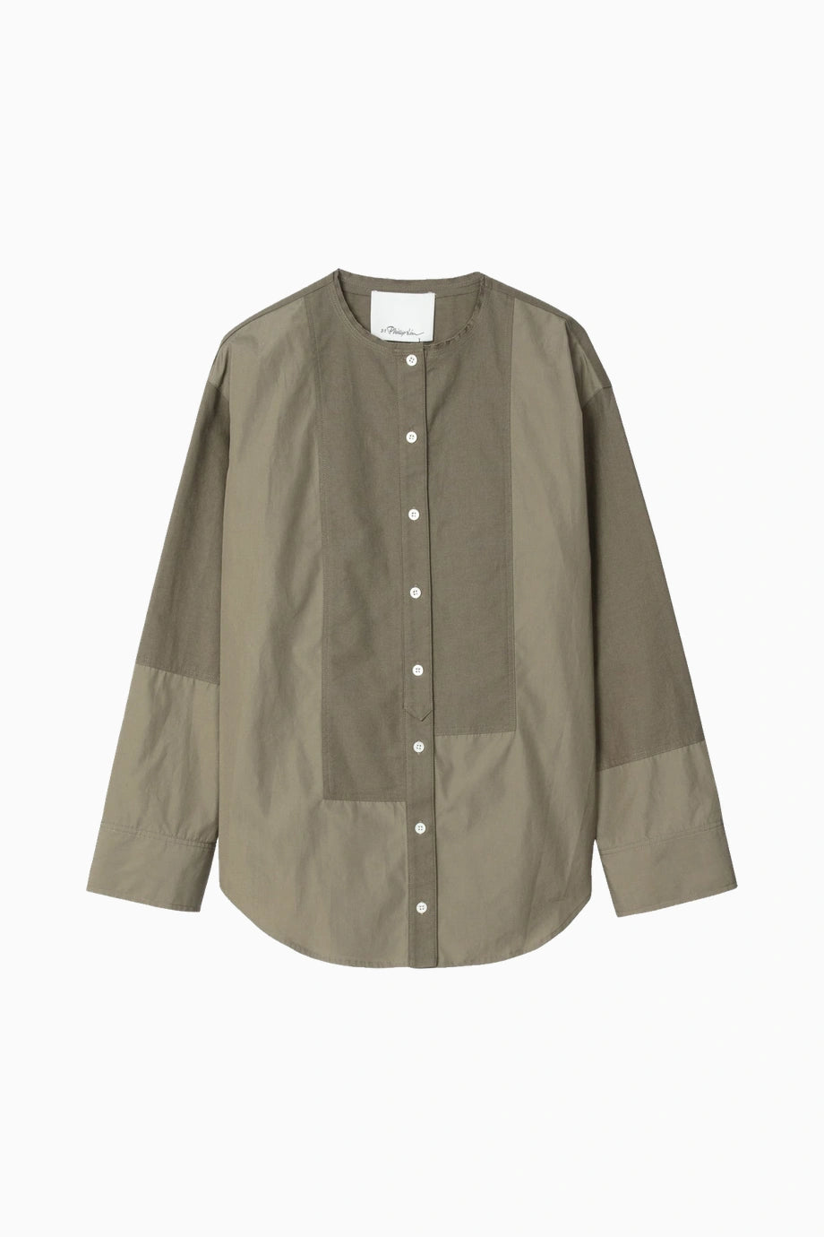 Mixed Oxford Collarless %100 Pamuk Hakim Yaka Kadın Gömlek