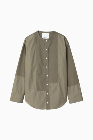 Mixed Oxford Collarless %100 Pamuk Hakim Yaka Kadın Gömlek