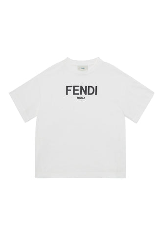 Fendi Pamuklu Logo Tişört - Beyaz/Siyah