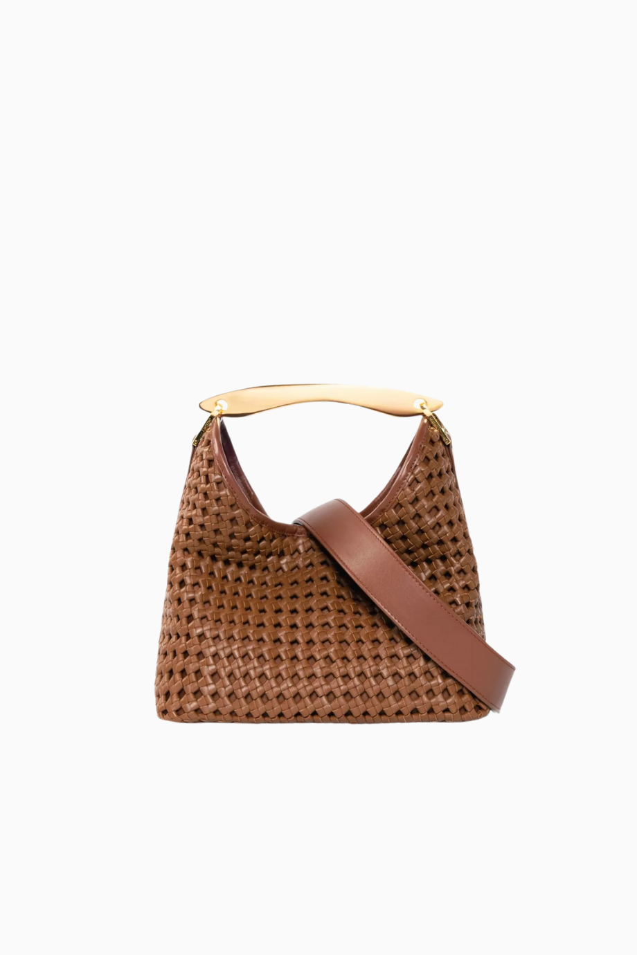 Boomerang Cognac Örgü Deri, Zarif ve Lüks Omuz-Çapraz Çanta, Paris Tarzı