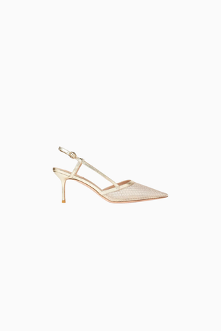 Joel 75 Kristal Slingback Topuklu Ayakkabı, Işıltılı Mesh Tasarım