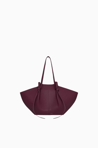 Large Mochi Bordo, Grained Deri Lüks Geniş Tote Omuz Çantası