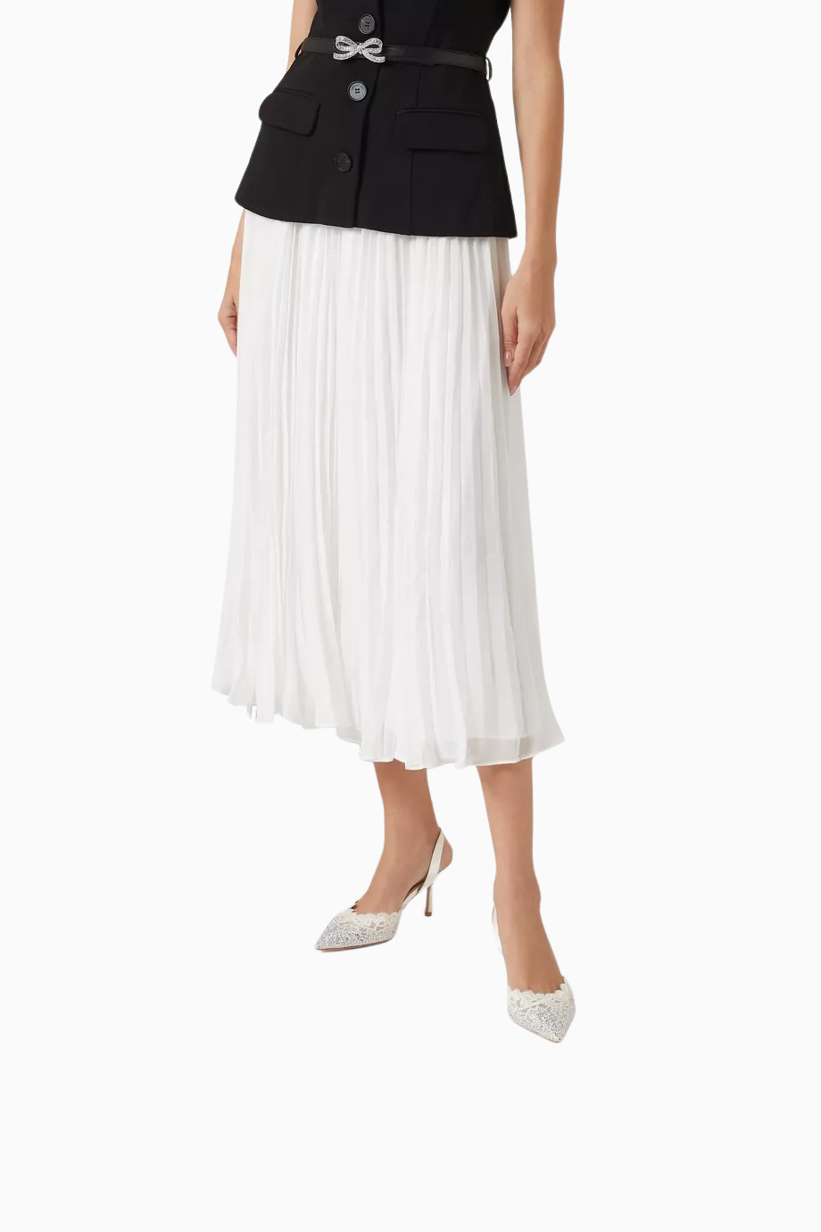 Rimini 70 Dantelli Slingback Topuklu Ayakkabı, Kristal Taşlı, Sivri Burun, Lüks El İşçiliği Tasarım