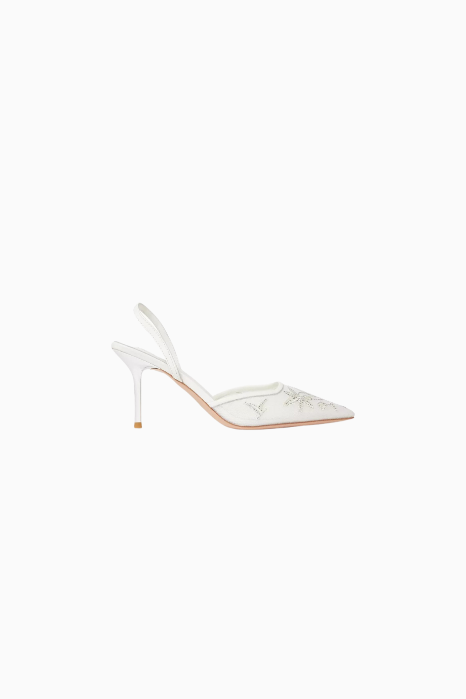 Lealie 75 İşlemeli Slingback Topuklu Ayakkabı, Zarif Mesh Üst Yüzey, El İşçiliği