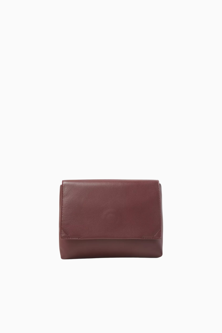 Sheath Bordo Deri Katlamalı, Manyetik Kapaklı Kadın Clutch Çanta