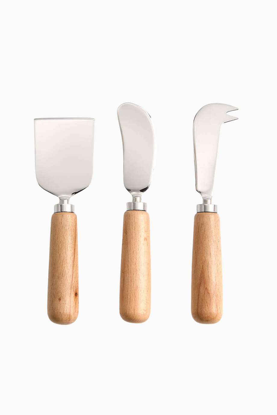 Madeira Meşe Ağacı Peynir Bıçağı Seti, 3’lü Rustik El Yapımı Paslanmaz Çelik