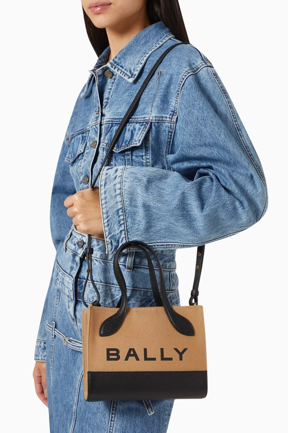 XS Bar Keep On Pamuk ve Deri Detaylı, Zarif ve Lüks Kompakt Tote Çanta