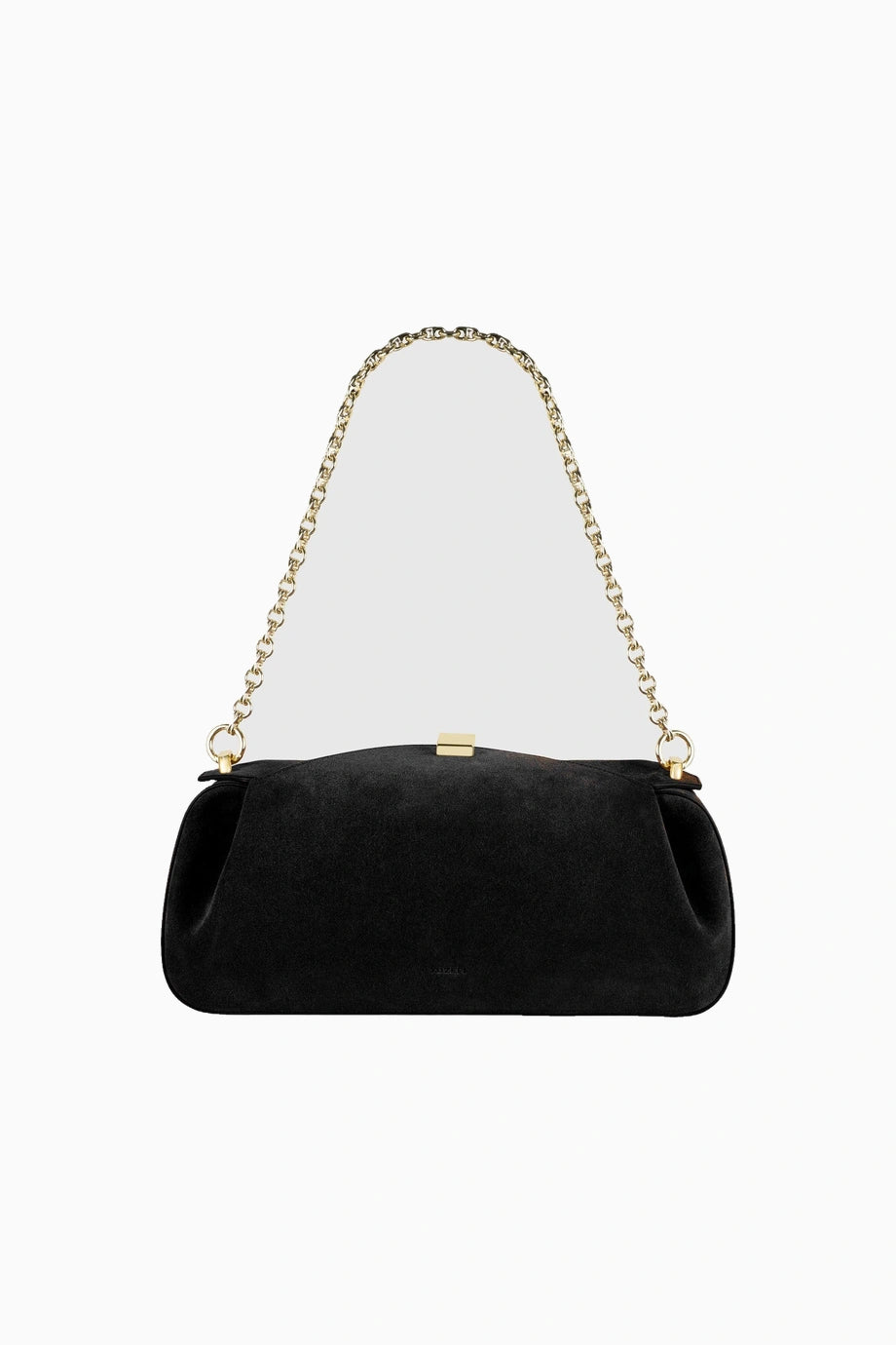 Oyster Süet Lüks İtalyan Clutch ve Omuz Çantası, Gold Detaylı Tasarım
