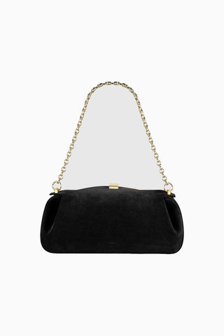 Oyster Süet Lüks İtalyan Clutch ve Omuz Çantası, Gold Detaylı Tasarım