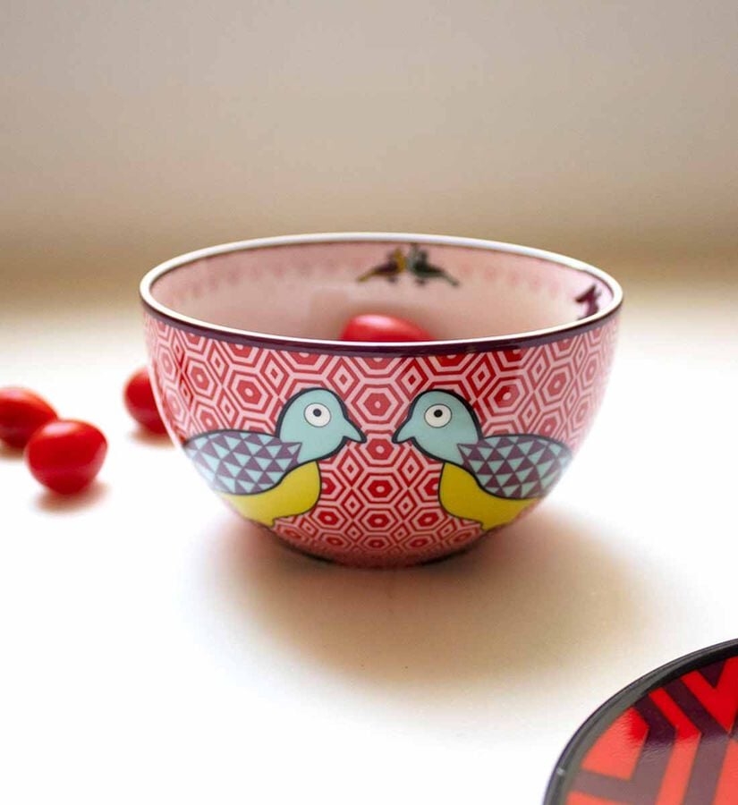 Cennet Kuşları Porselen Kase S, 12 cm, Şık ve Zarif Tasarım