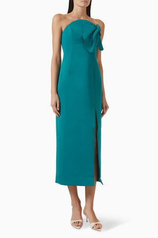 Manton Dark Pacific Straplez Midi Kadın Elbise