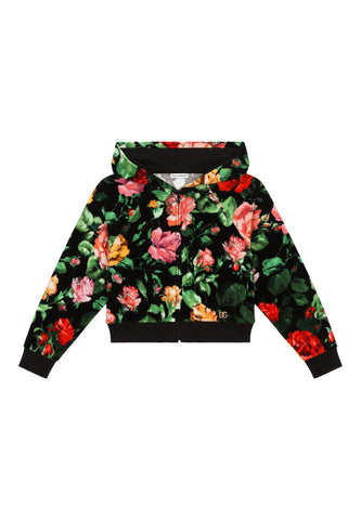 Kızlar için Desenli Şönil Kapüşonlu Hırka - Pembe