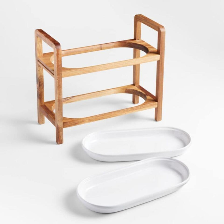 2 Katlı Sunuculu Fırından Sofraya Servis Tabakları