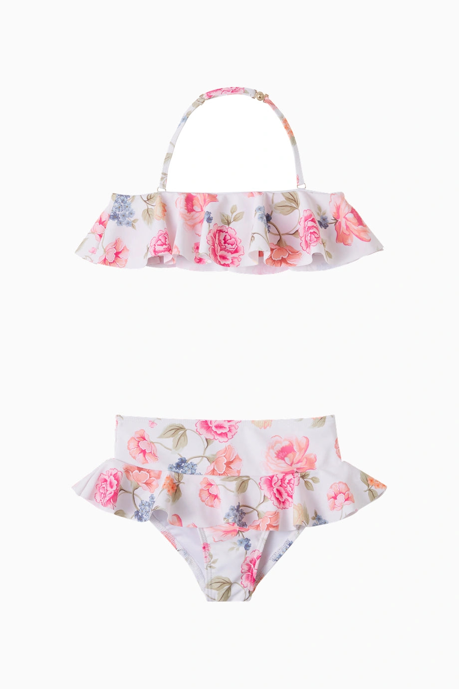 Çiçek Desenli Fırfırlı Kız Çocuk Bikini