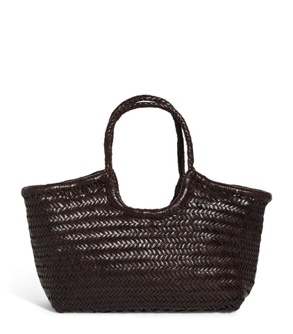 Büyük Deri Dokuma Nantucket Tote Çanta