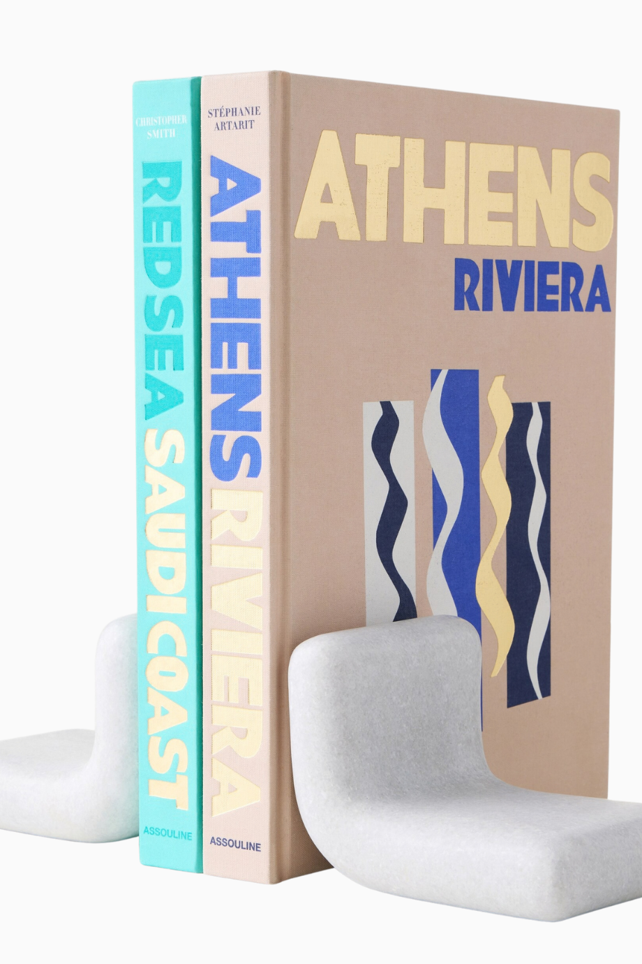 Stone Beyaz Mermer Modern-Dekoratif Kitap Tutucu