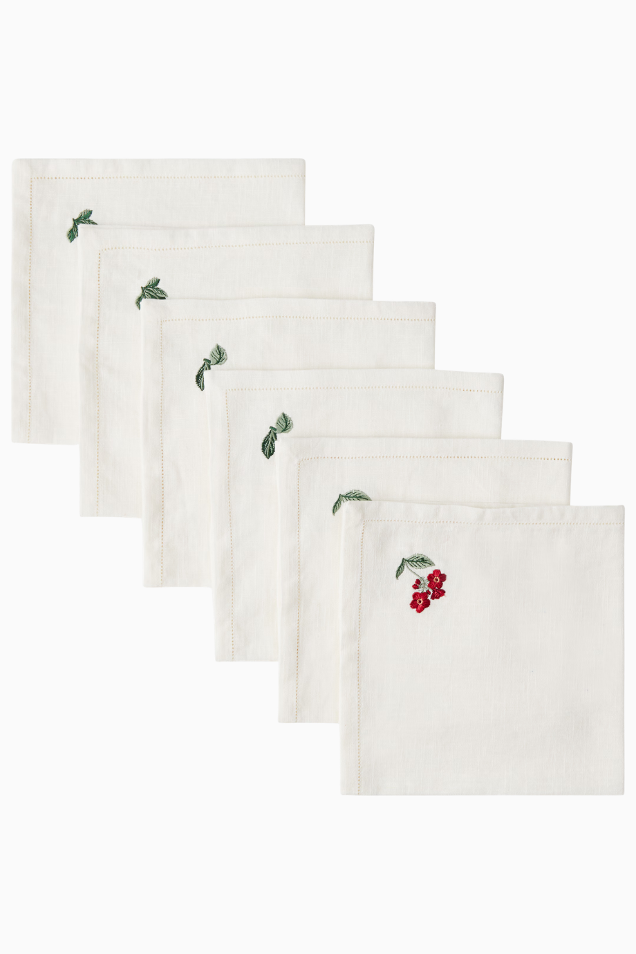 Floral Medley 6’lı Keten, Çiçek Nakışlı Peçete Seti