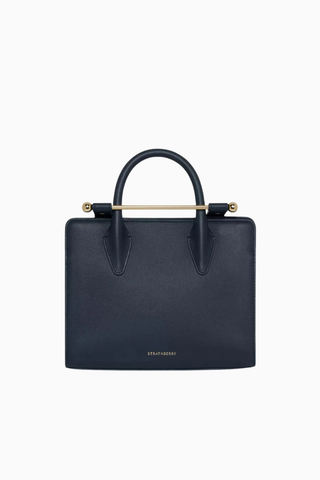 Mini Tote Marine Blue Lacivert Smooth Calf, Deri Top Handle Lüks El ve Omuz Çantası