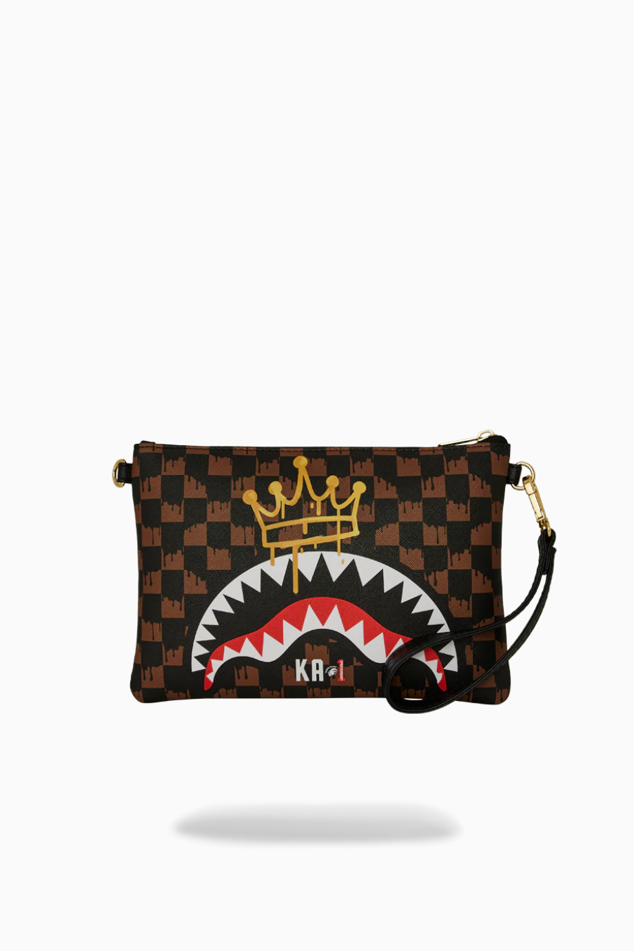 Drip Check Crown x KA1 Clutch Brown Lüks Unisex Deri El Çantası, Sınırlı Sayıda