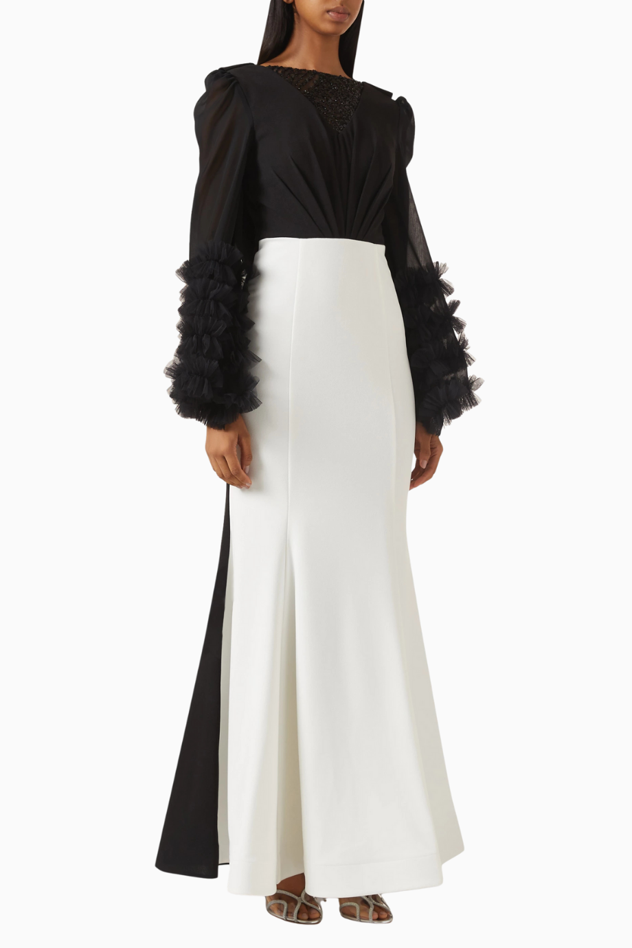 Ruffled-sleeves Flared Fırfırlı Kollu Uzun Kadın Elbise