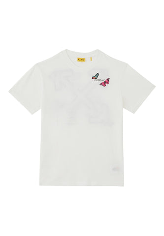 Çocuklar İçin Kelebekli Ok Tişört - Off-White