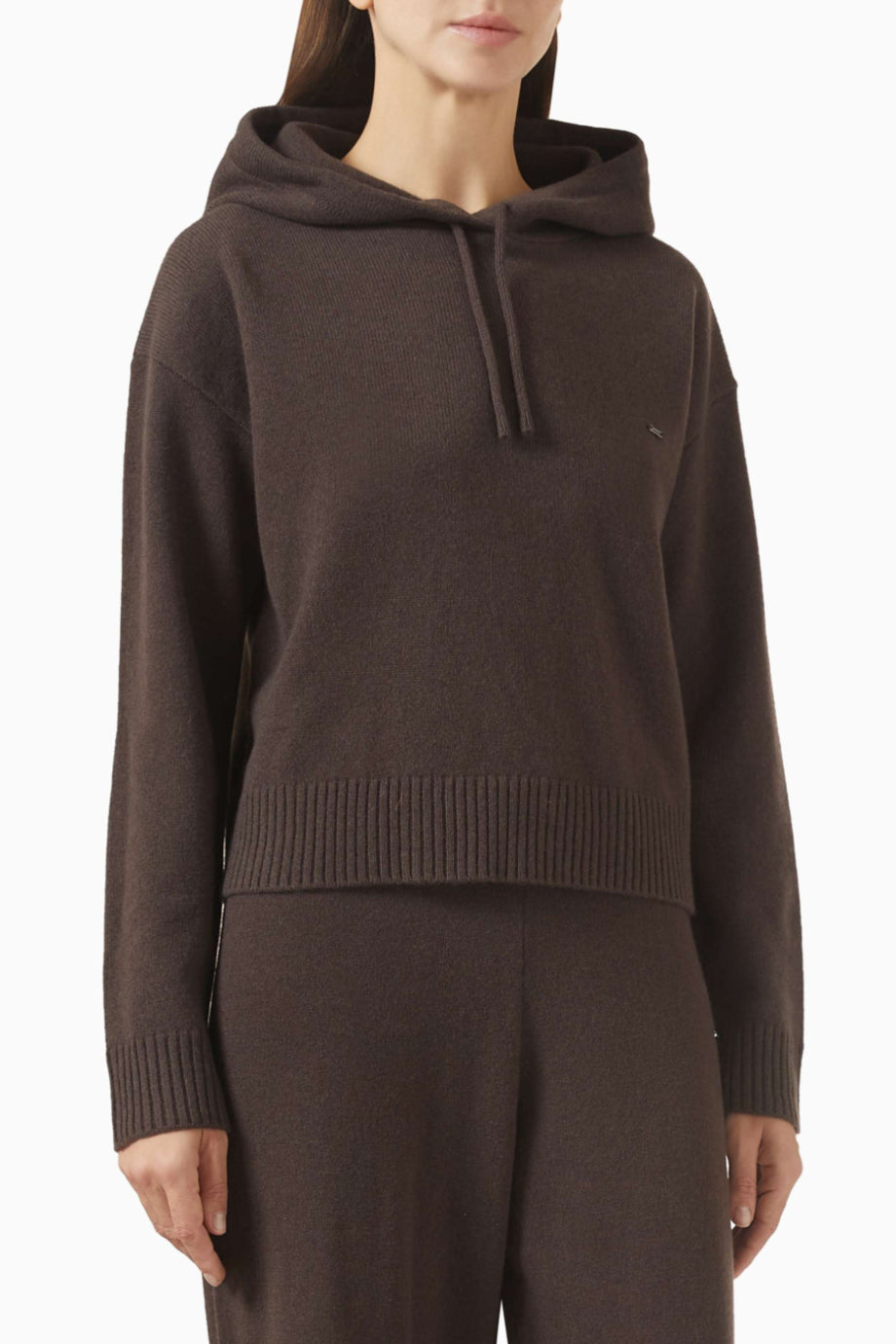 Merino Yünlü Triko Kapüşonlu Kadın Sweatshirt