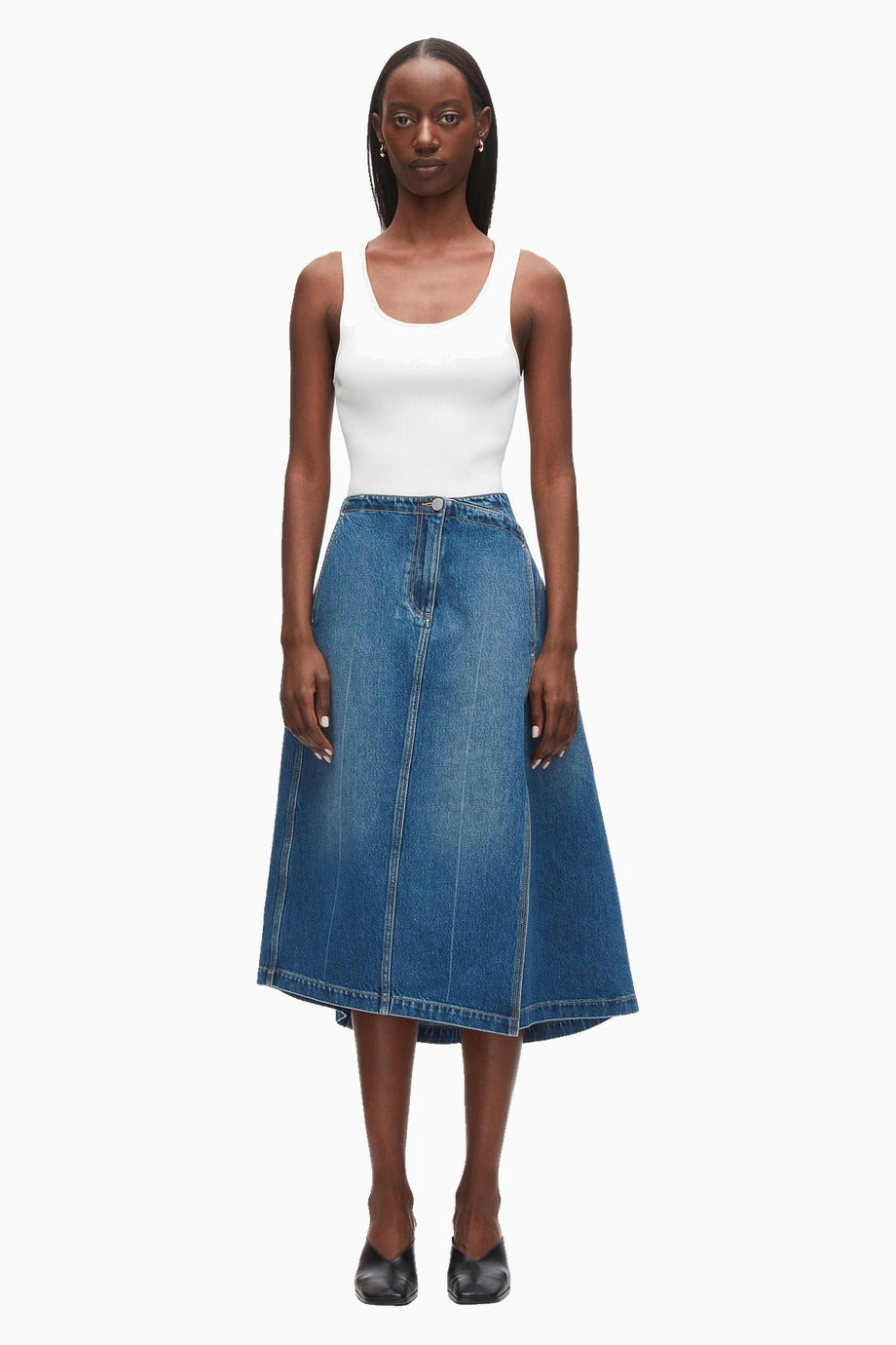 Asimetrik Denim A-Line Lüks Tasarım Kadın Etek