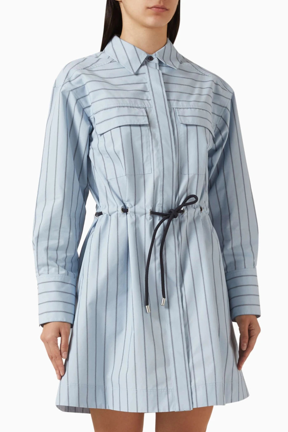 Kemerli Rahat Kesim Gömlek Elbise Mavi