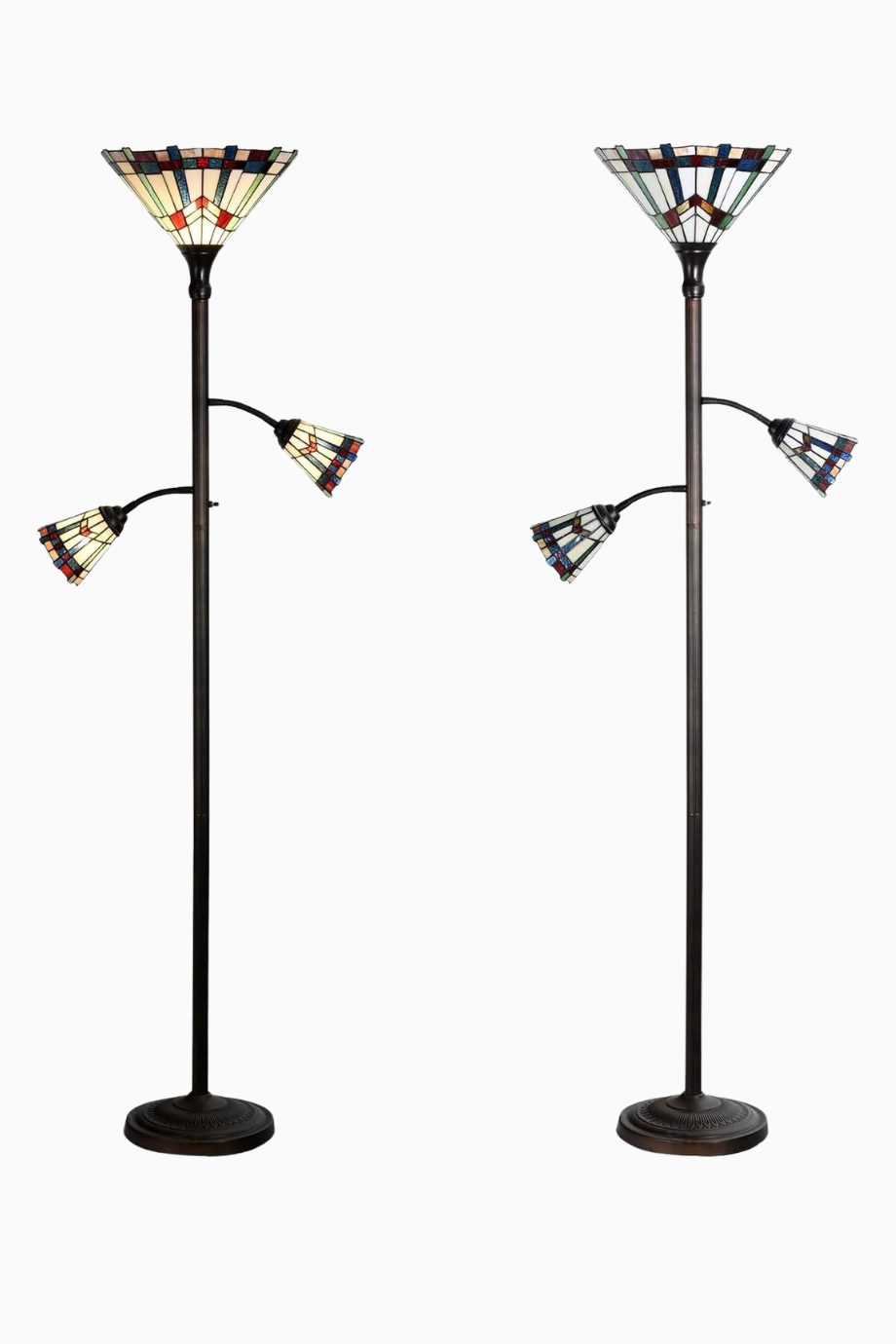 Tiffany Stil Vitray Cam, El İşçiliği 3 Işıklı Lüks Dekoratif Lambader