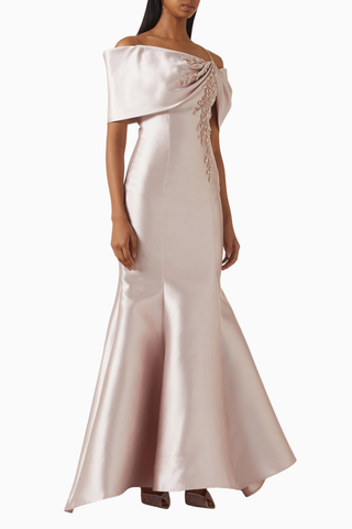 Crystal-embellished Gown Kristal İşlemeli Balık Form Maxi Kadın Elbise