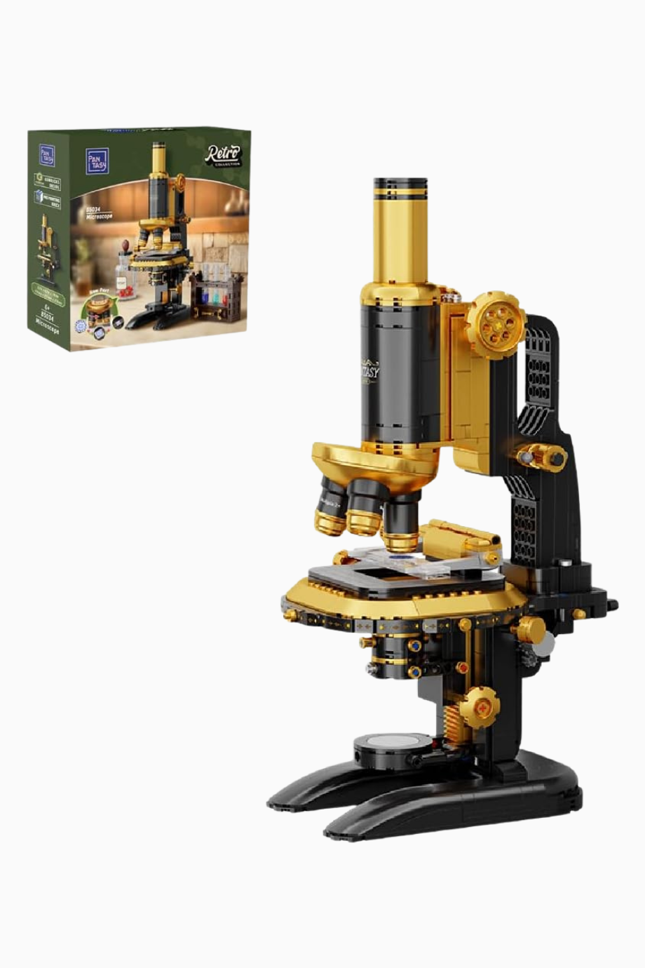 Retro Mikroskop Yapım Seti Antika Bilim Aracı Koleksiyon Modeli