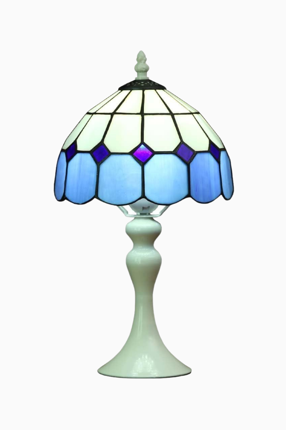 El Yapımı Mediterranean Tiffany Style Masa Lambası 15 İnç