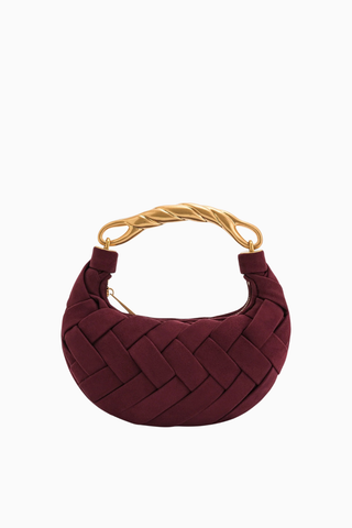 Bordo Orla Weave Süet El Çantası