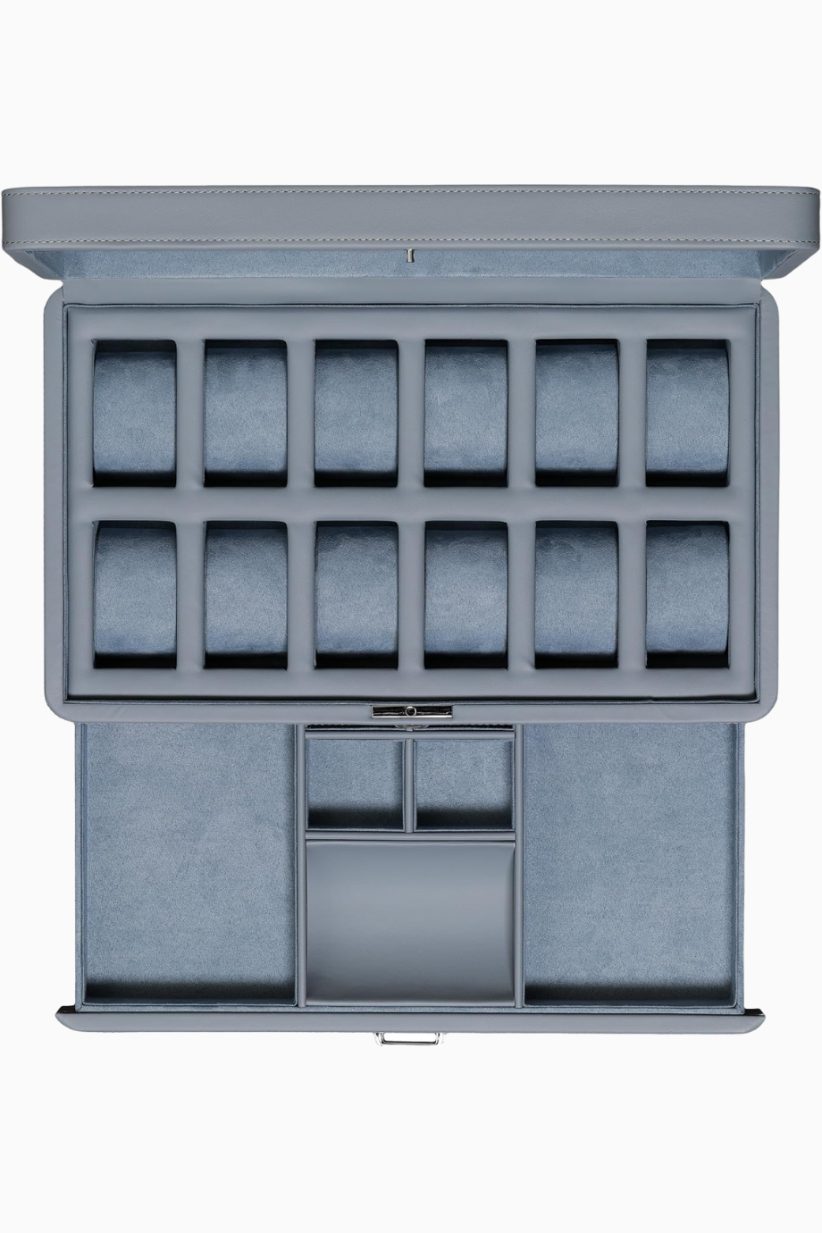 12 Bölmeli Lüks Deri Saat Kutusu, Valet Çekmeceli Takı ve Aksesuar Düzenleyici