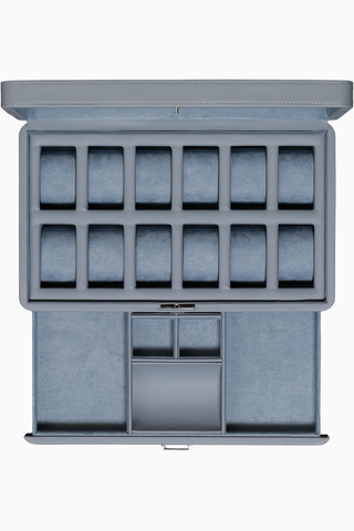 12 Bölmeli Lüks Deri Saat Kutusu, Valet Çekmeceli Takı ve Aksesuar Düzenleyici