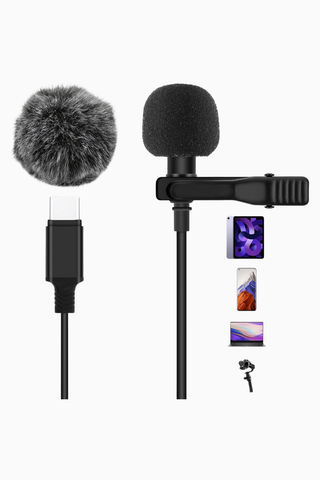 Type-C Lavalier Yaka Mikrofonu 2 m Omnidirectional Siyah