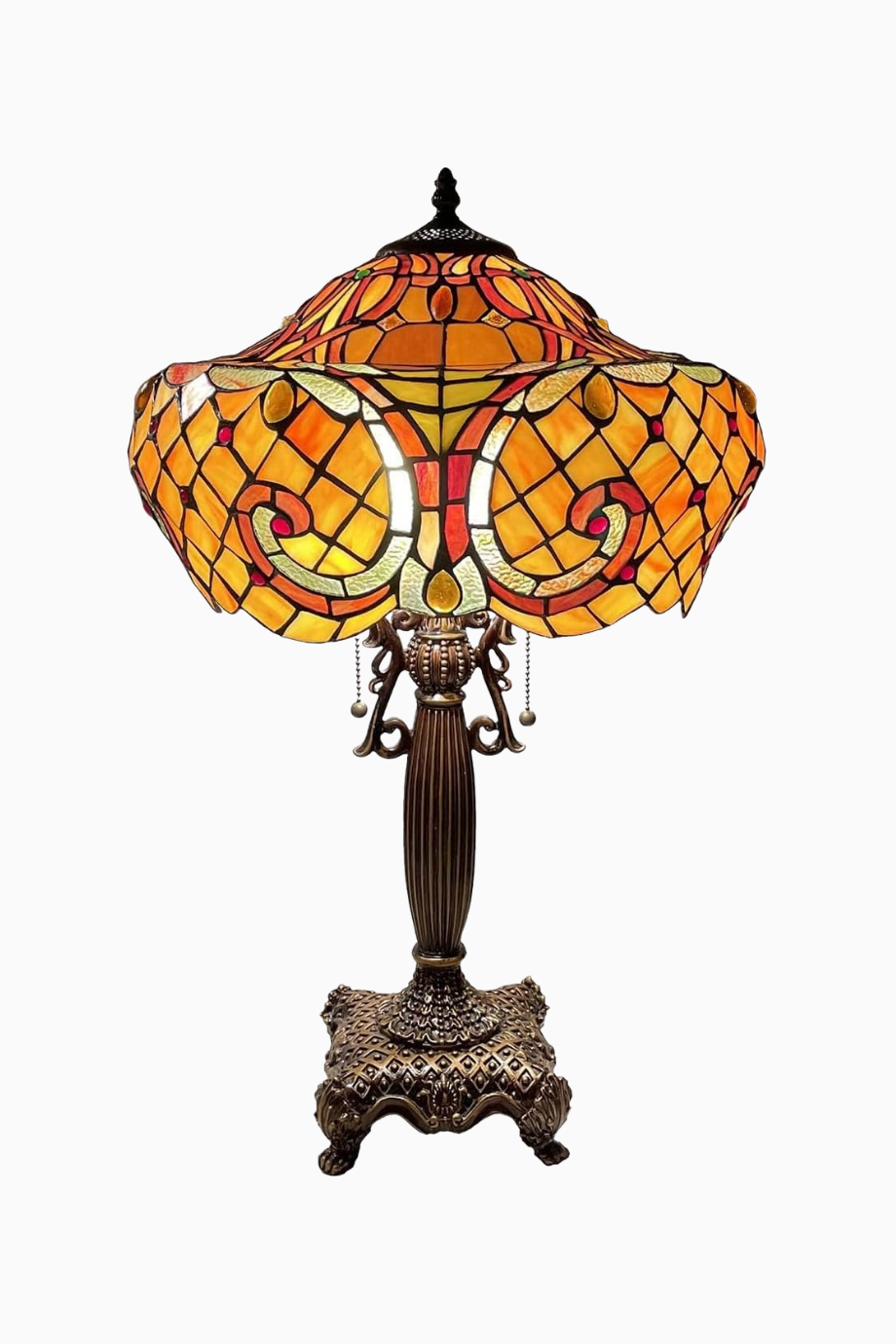 El Yapımı Baroque Tiffany Style 16 İnç Vitray Masa Lambası 24 İnç