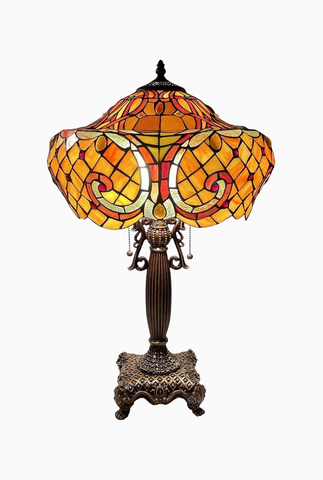 El Yapımı Baroque Tiffany Style 16 İnç Vitray Masa Lambası 24 İnç
