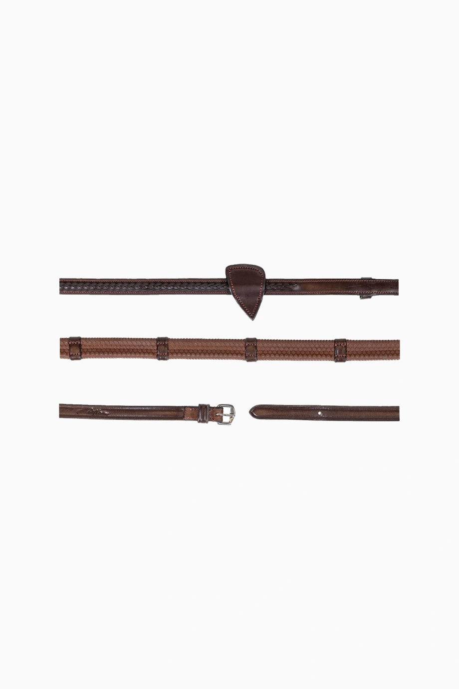 New English 13 mm Örgü Detaylı Kauçuk At Dizgini