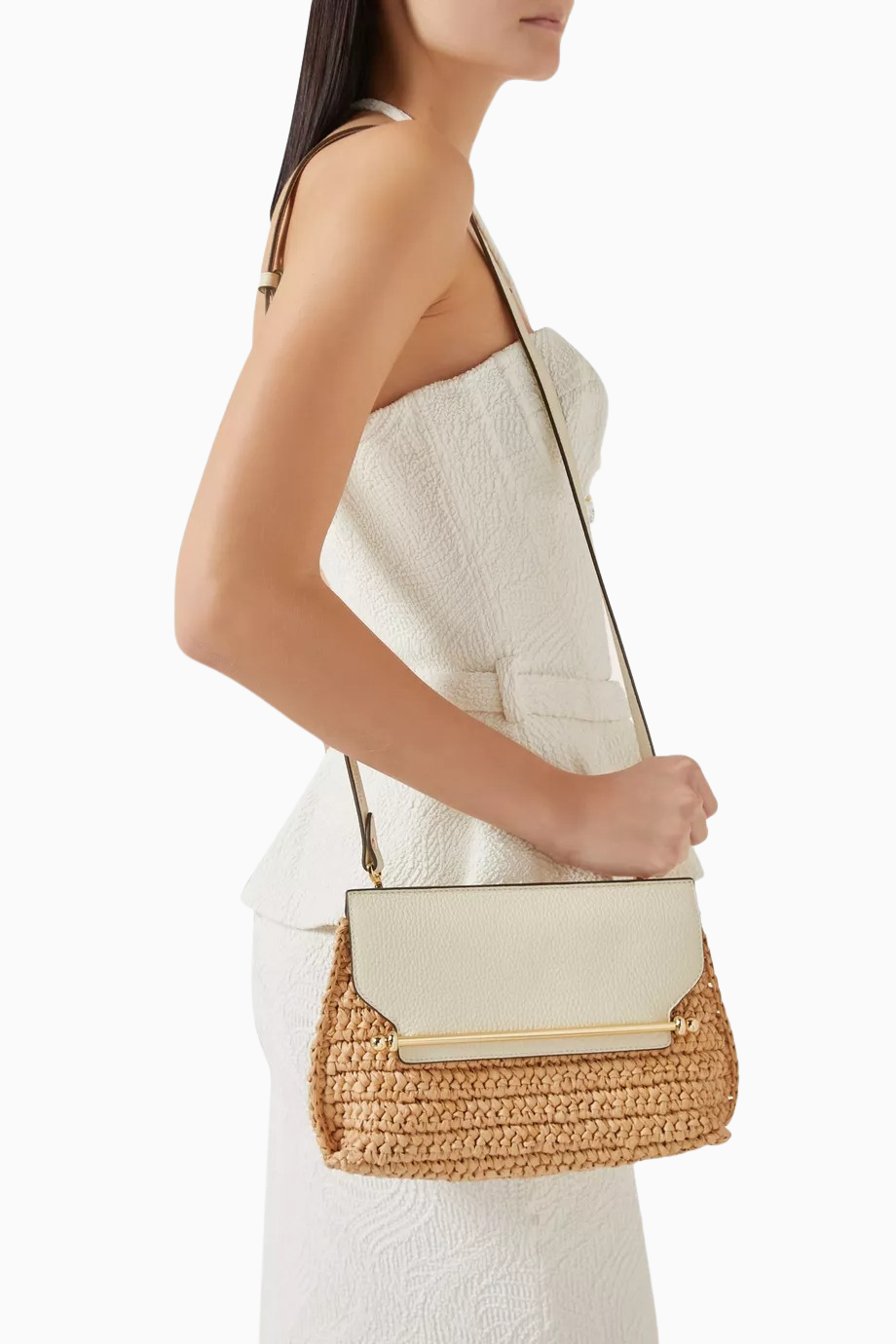Stylist Crossbody Raffia ve Vanilya Dana Deri Lüks Çanta, Günlük ve Gece Kullanımı