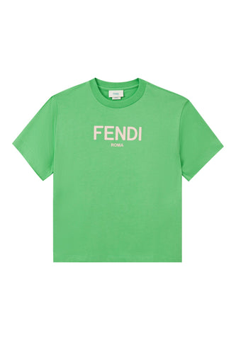 Günlük Rahatlık Sunan Fendi Logo Tişört - Yeşil