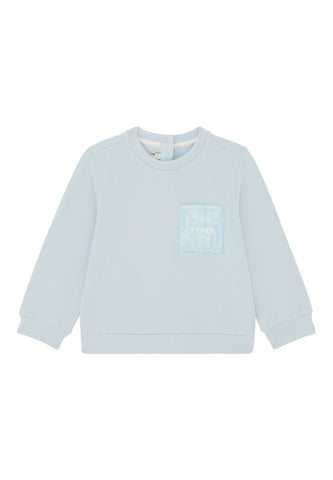 Çocuk Logo Cepli Sweatshirt - Açık Pastel Mavi