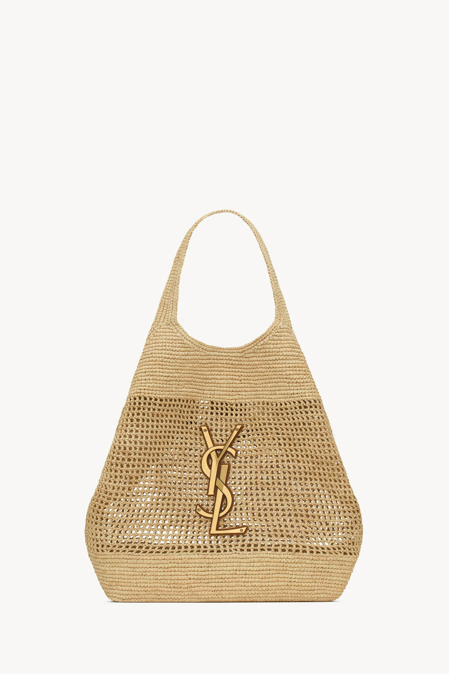 Icare in Raffia Maxi Alışveriş Çantası, Doğal Rafya, El İşlemeli, Ayarlanabilir Zincirli Tasarım
