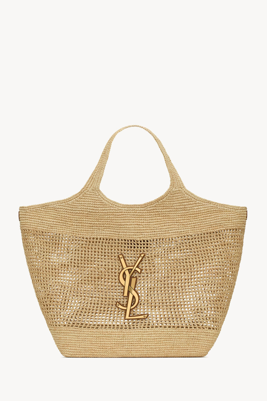 Icare in Raffia Maxi Alışveriş Çantası, Doğal Rafya, El İşlemeli, Ayarlanabilir Zincirli Tasarım
