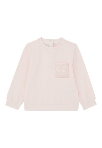 Çocuklar İçin Logolu Cep Detaylı Sweatshirt - Açık Pembe