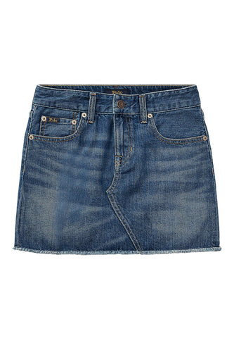 Çocuklar için Yıpranmış Denim Etek